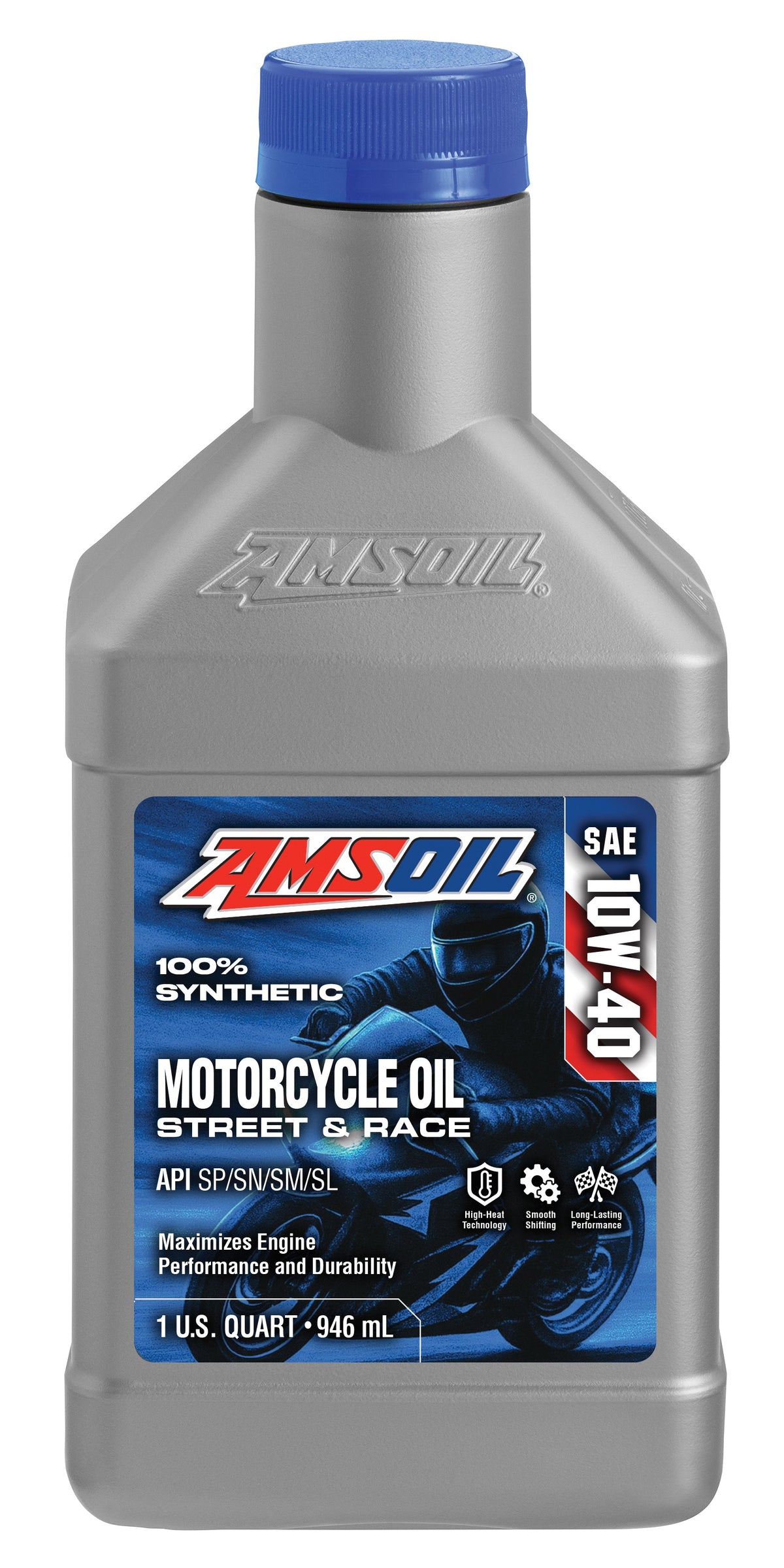 AMSOIL 10W-40 syntetisk motorcykelolie – 0,946 L